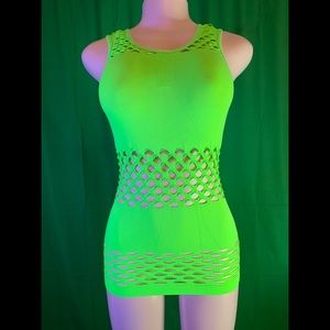 Neon green netted shirt / cover up